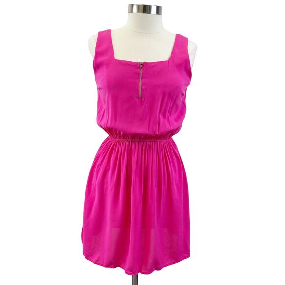 NEW Cloud & Sky Womens M Vibrant Bright Pink Mini Dress Square Neck Summer - Picture 1 of 10